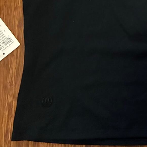 Lululemon Organic Cotton High-Neck Ringer Tank Top Black/Light Ivory Size XL - Picture 3 of 6